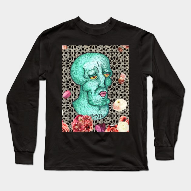 Handsome Squidward Long Sleeve T-Shirt by nannonthehermit